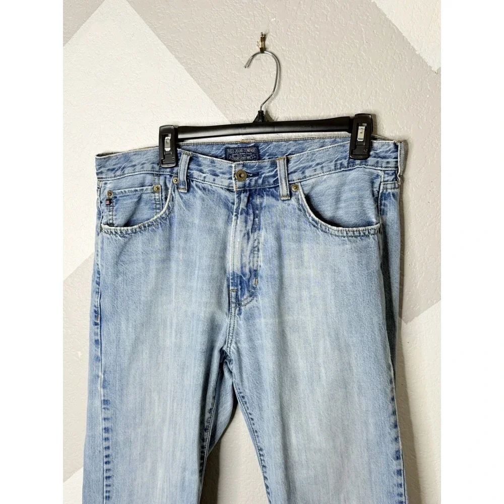 Polo Jeans Co Ralph Lauren Men's 34x32 Light Wash Straight Leg Denim Jeans